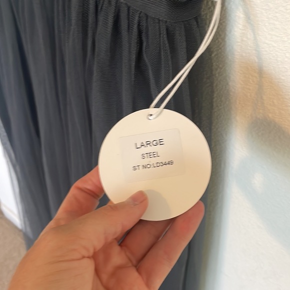 NWT Luxxel Tulle gown, large, color steel - Picture 2 of 5